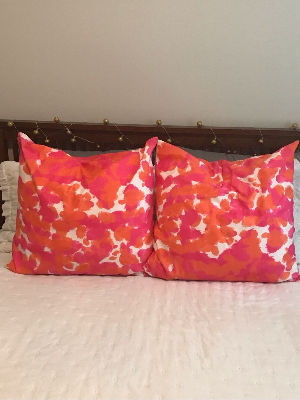 Vibrant Pink & Orange Abstract Pillow Shams - Pair